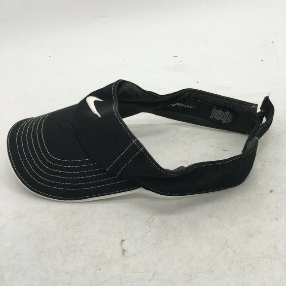 Nike Visor Cap Hat Black White Mens One Size Adjustable Curved Bill Casual/Golf - Picture 7 of 10